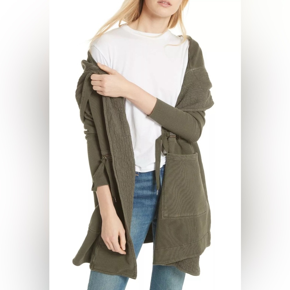 People Small Studio City Cardigan Hooded Jacket Stretch Army Green Oversize S